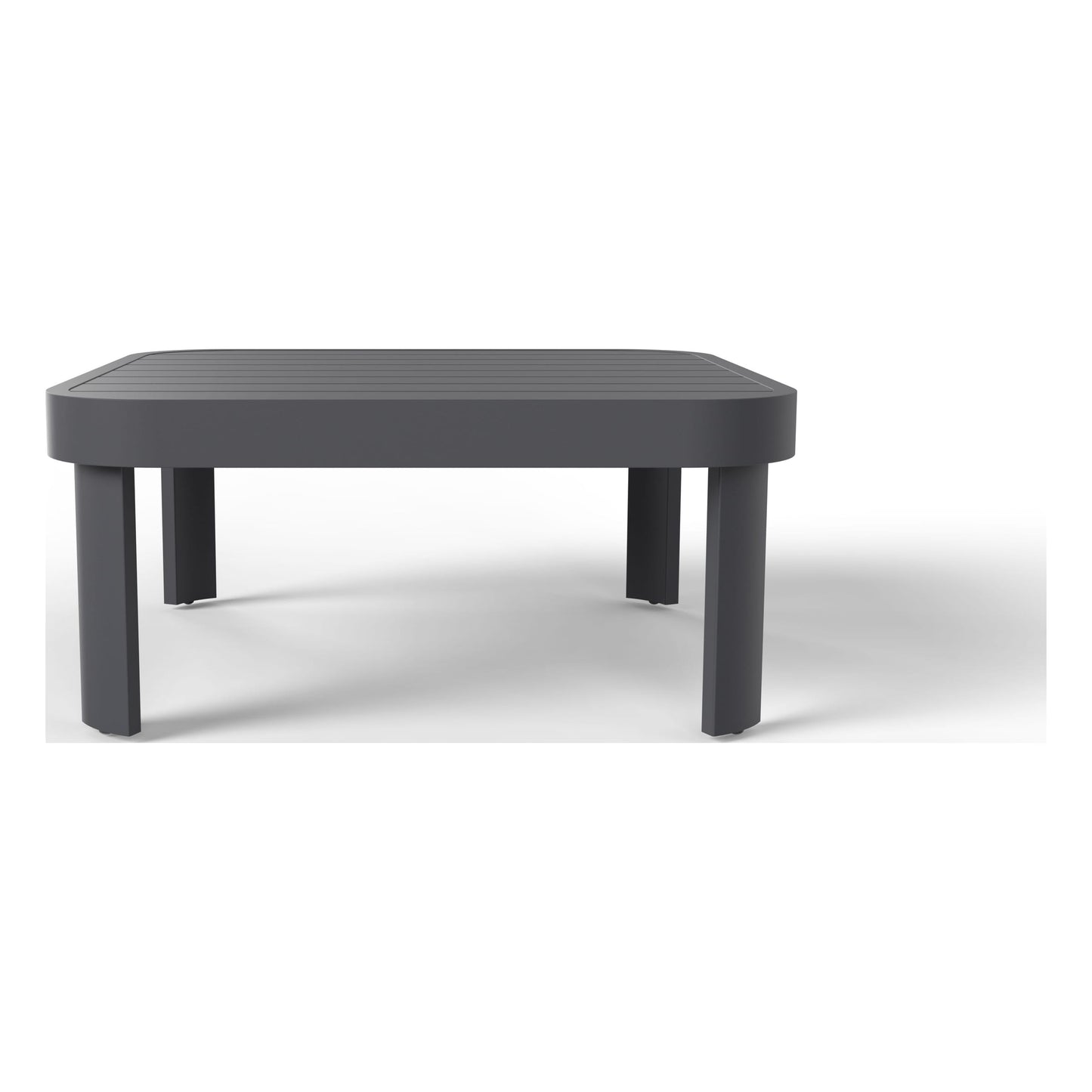 Small slatted aluminum side table included with the Aspen outdoor sectional