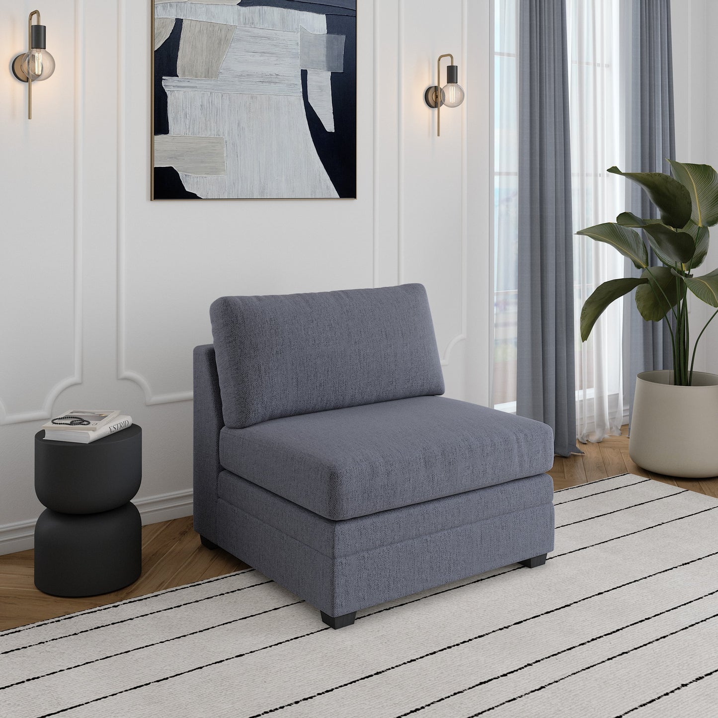 Ember 6-Piece Modular Fabric Sectional with Storage Ottoman