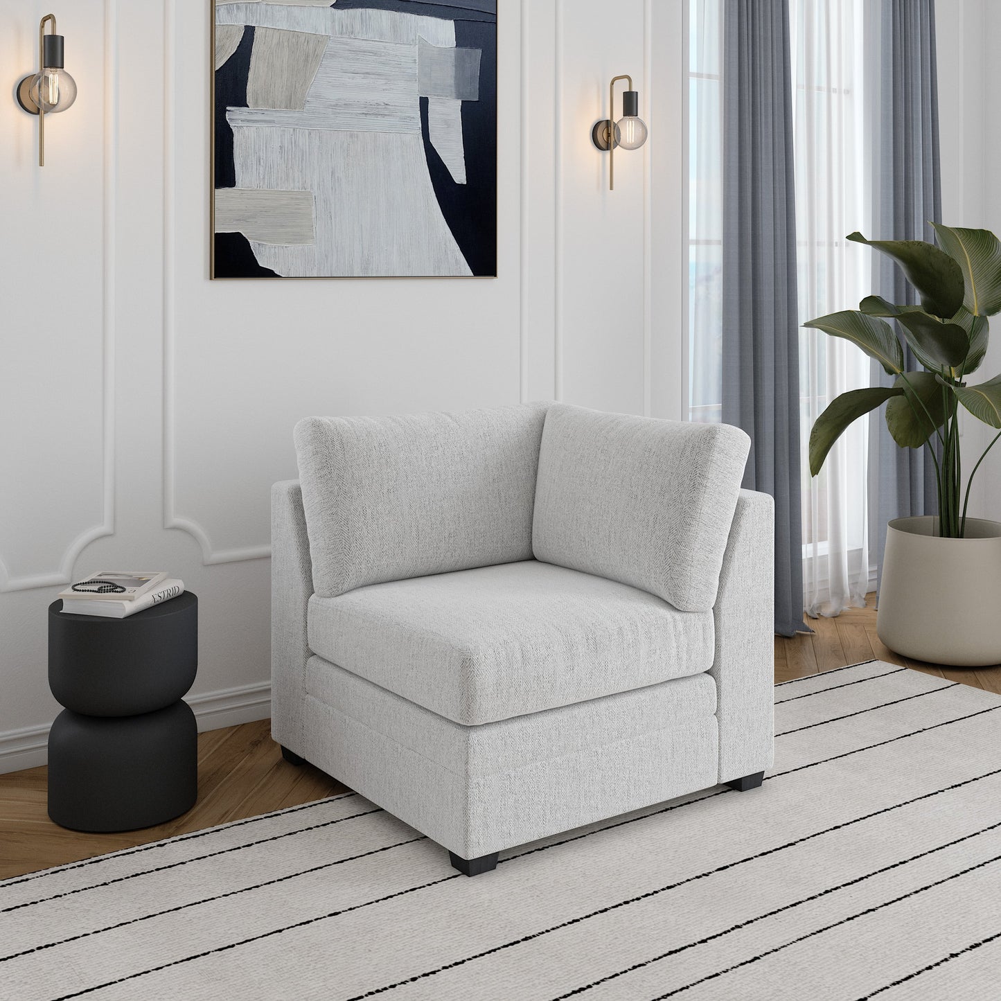 Ember 6-Piece Modular Fabric Sectional with Storage Ottoman