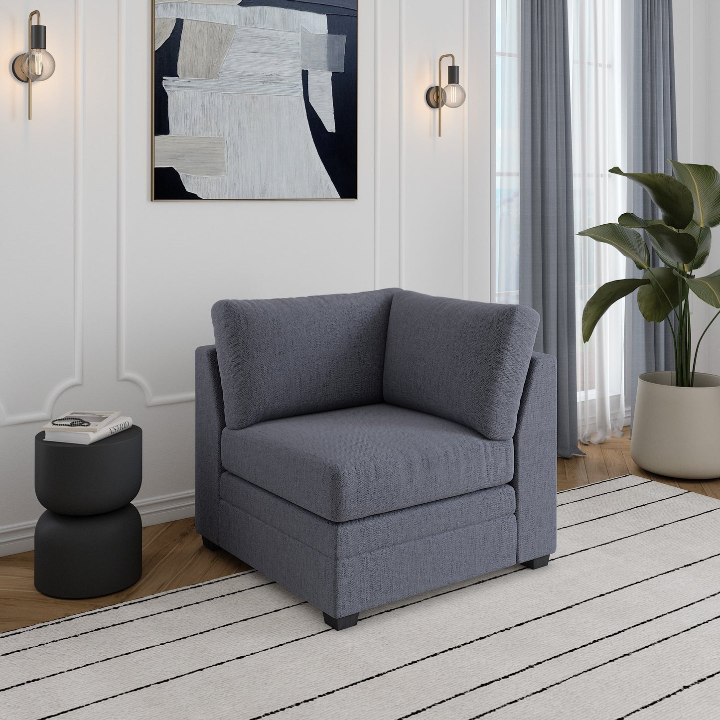 Ember 6-Piece Modular Fabric Sectional with Storage Ottoman