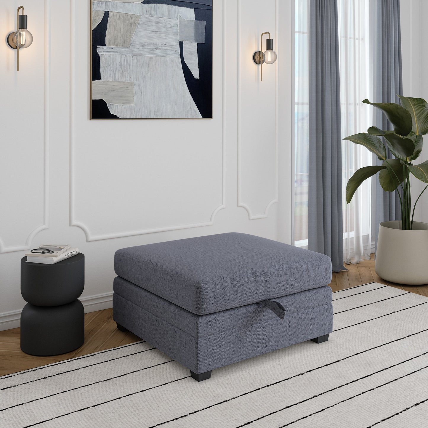 Ember 6-Piece Modular Fabric Sectional with Storage Ottoman