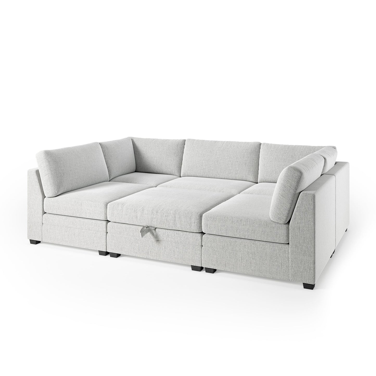 Ember 6-Piece Modular Fabric Sectional with Storage Ottoman