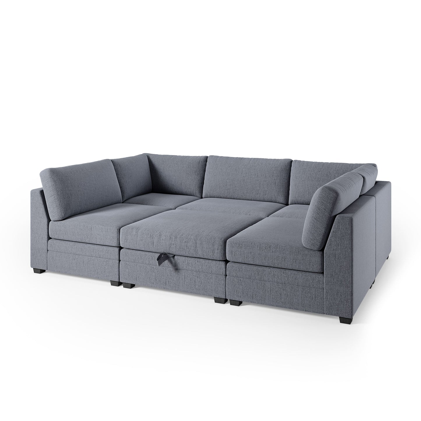 Ember 6-Piece Modular Fabric Sectional with Storage Ottoman