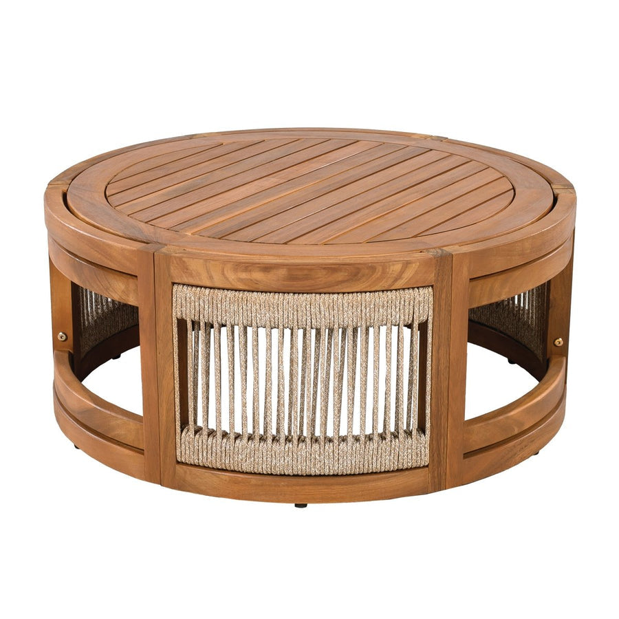 Lyra 4-Piece Acacia & Rope Patio Set with Cushions