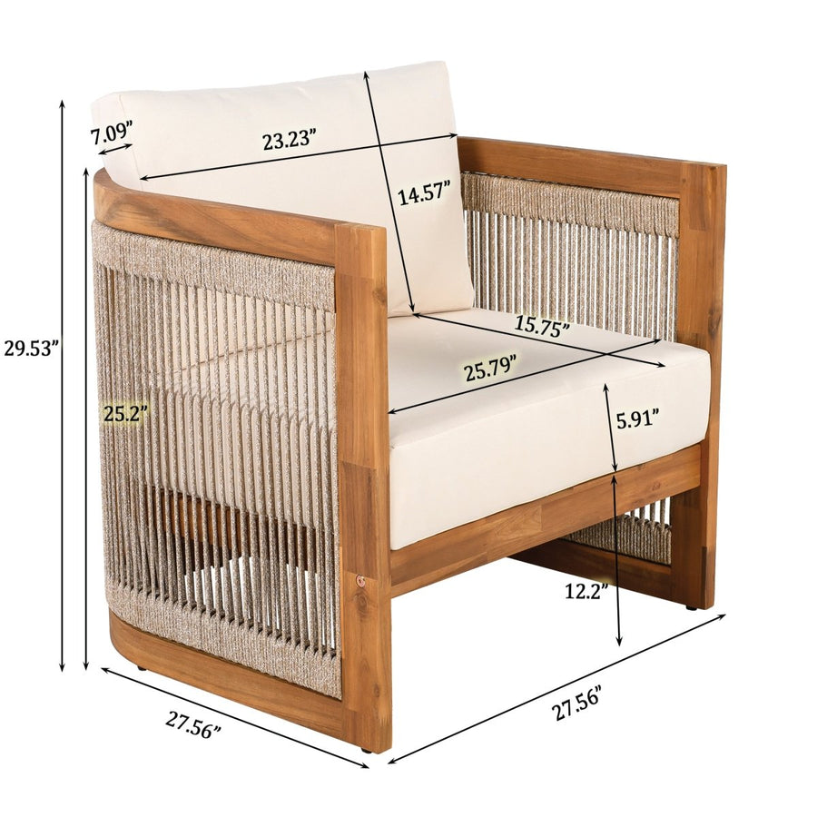 Lyra 4-Piece Acacia & Rope Patio Set with Cushions