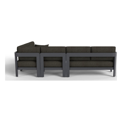 Rear view of the Aspen six-piece modular outdoor sectional in Carbon