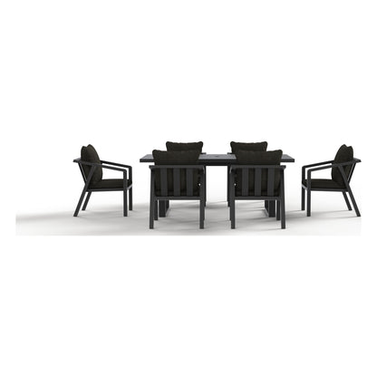 Monarch seven-piece outdoor dining set in Carbon, side view
