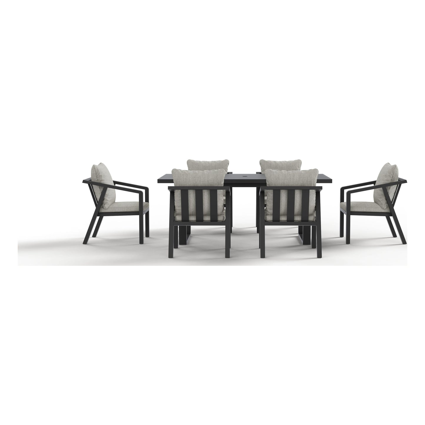 Side view of the Monarch seven-piece outdoor dining set in Granite