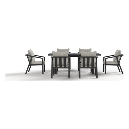 Side view of the Monarch seven-piece outdoor dining set in Granite