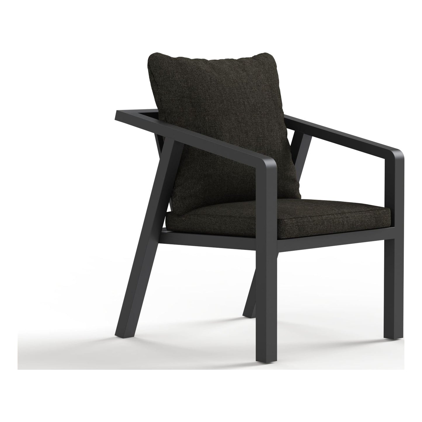Front view of a Monarch outdoor dining chair in Carbon