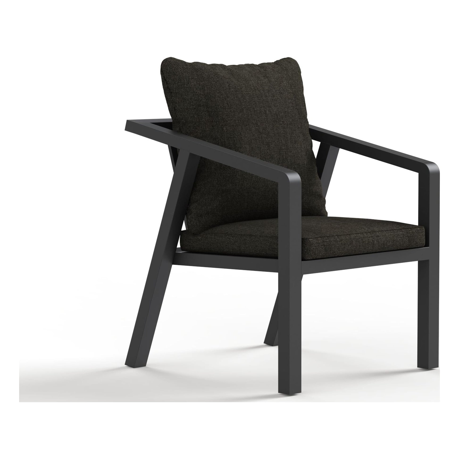 Front view of a Monarch outdoor dining chair in Carbon