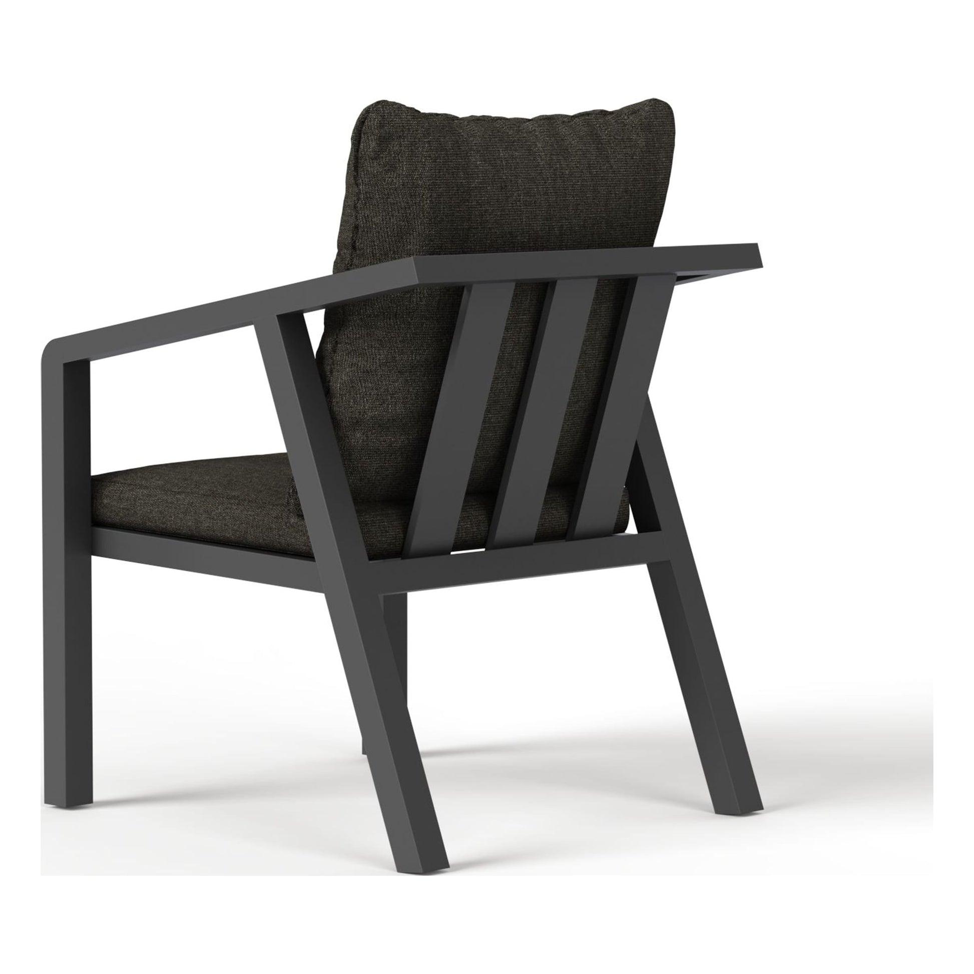 Angled view of a Monarch outdoor dining chair in Carbon