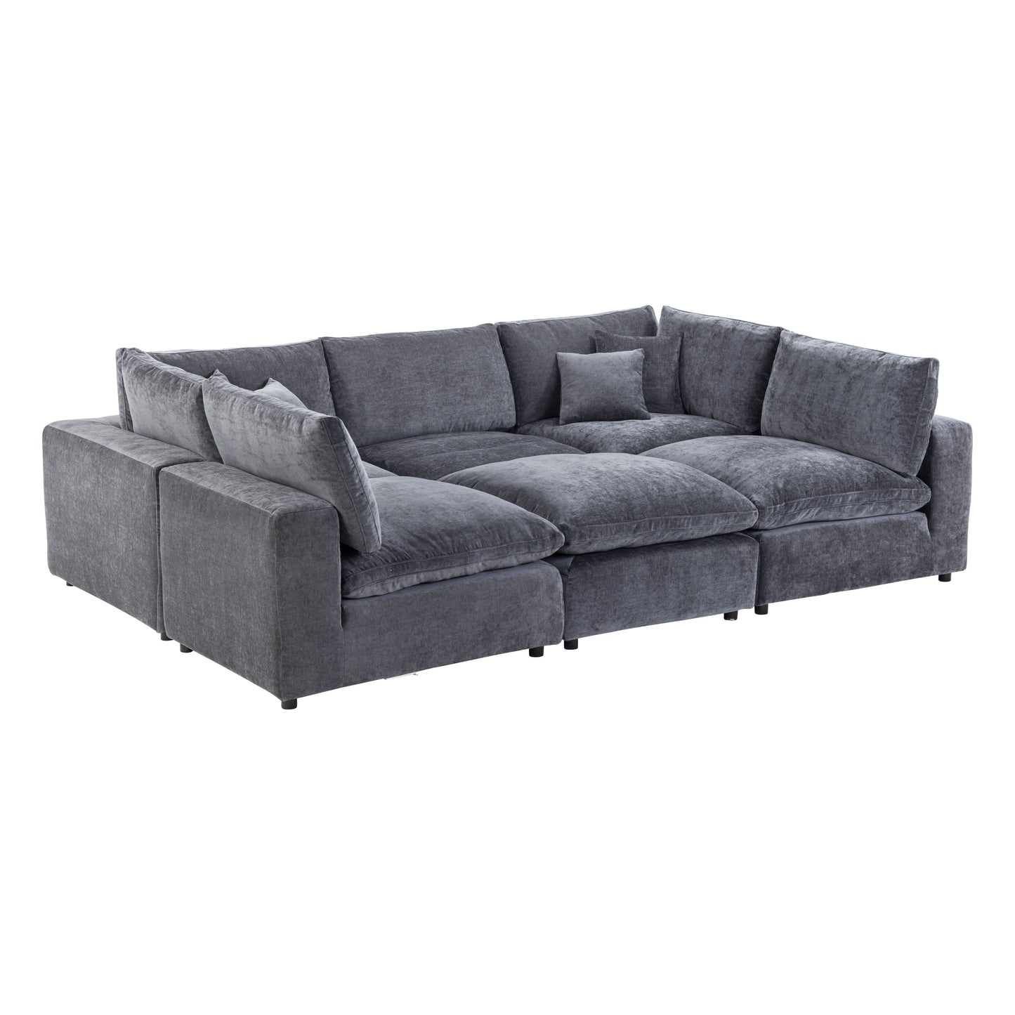 Alvora modular sofa in Dark Grey, front three-quarter view