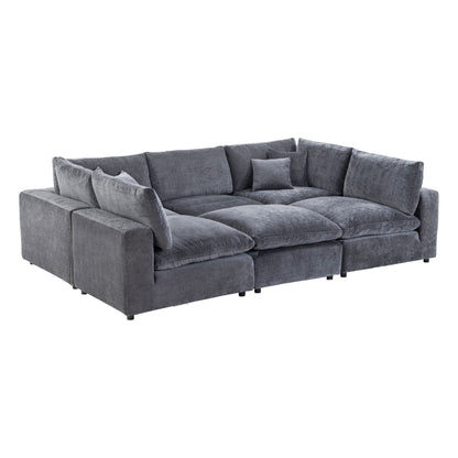 Alvora modular sofa in Dark Grey, front three-quarter view