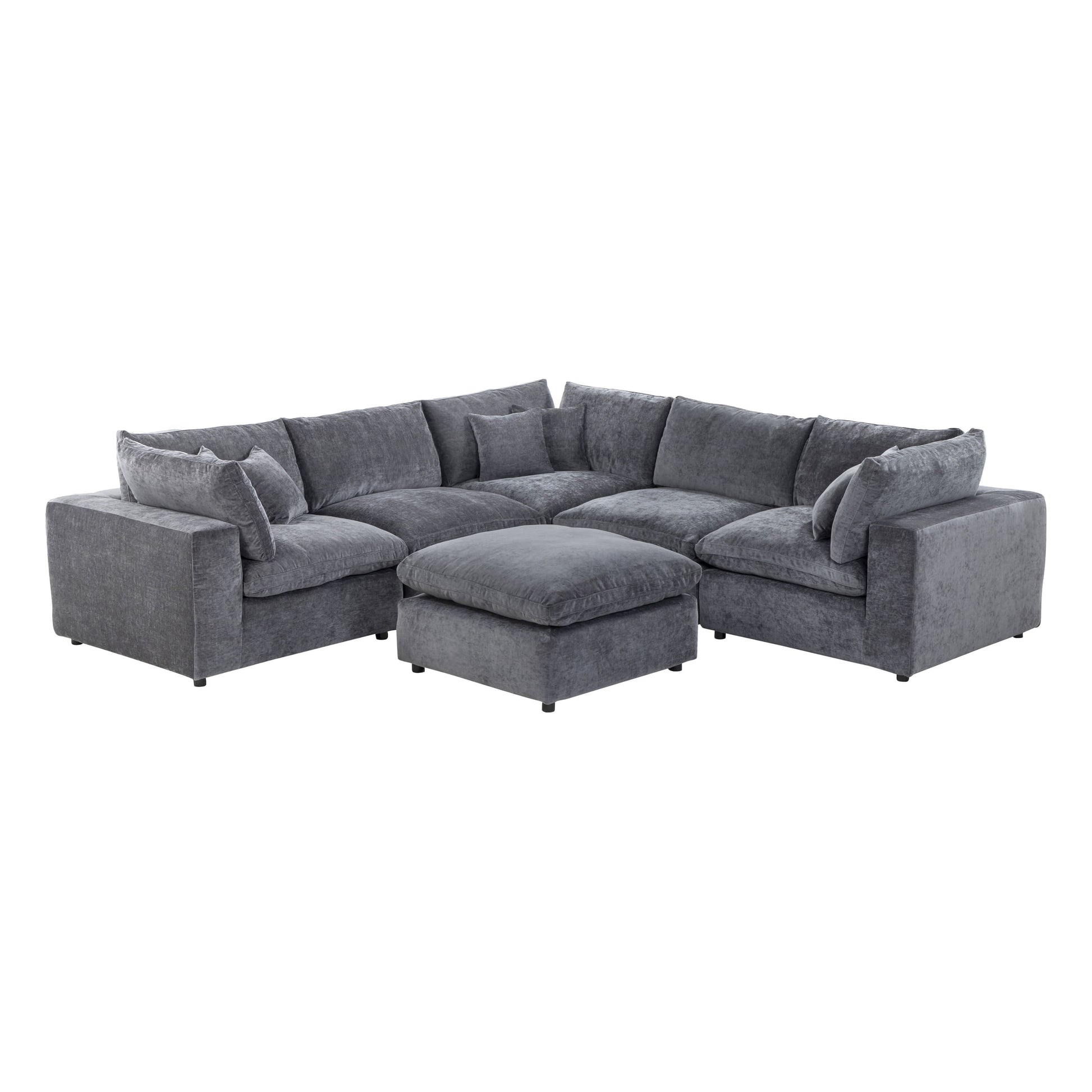 Alvora modular sofa in an expansive Dark Grey sectional layout