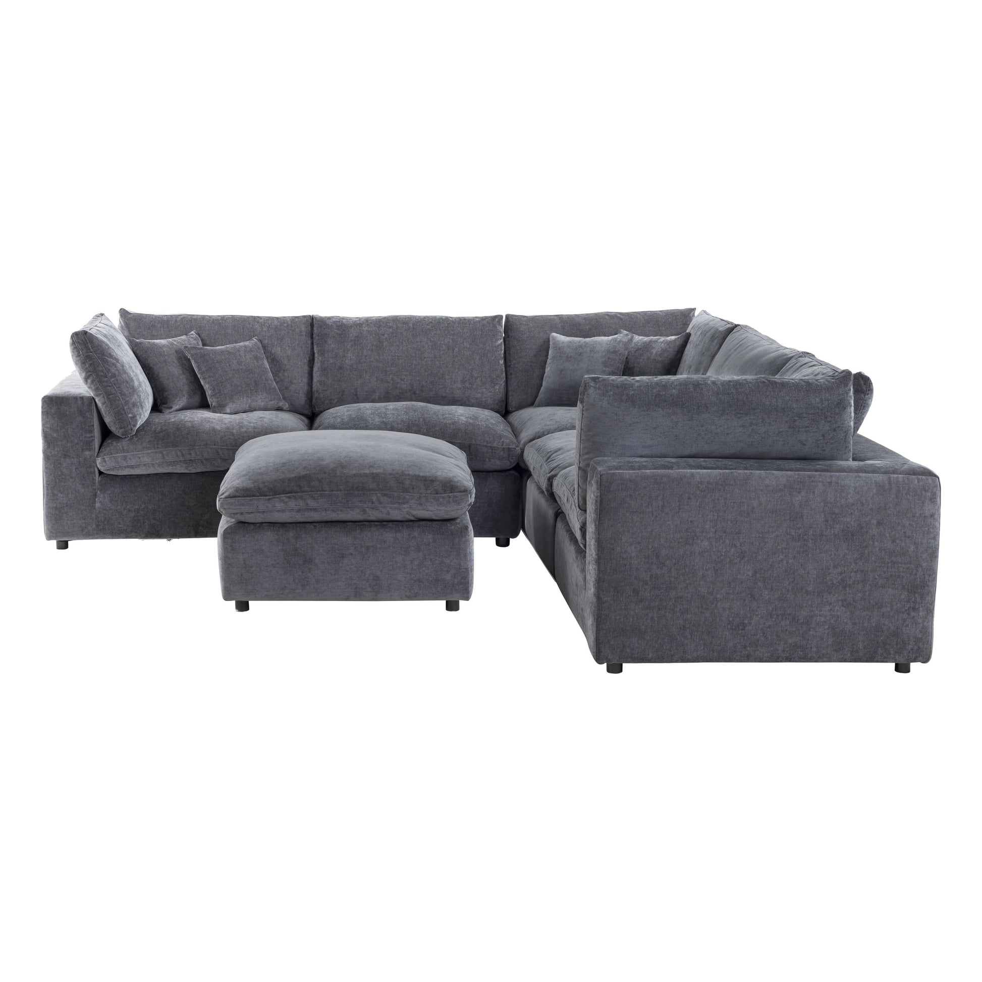 Alvora modular sofa in Dark Grey shown in an open modular layout