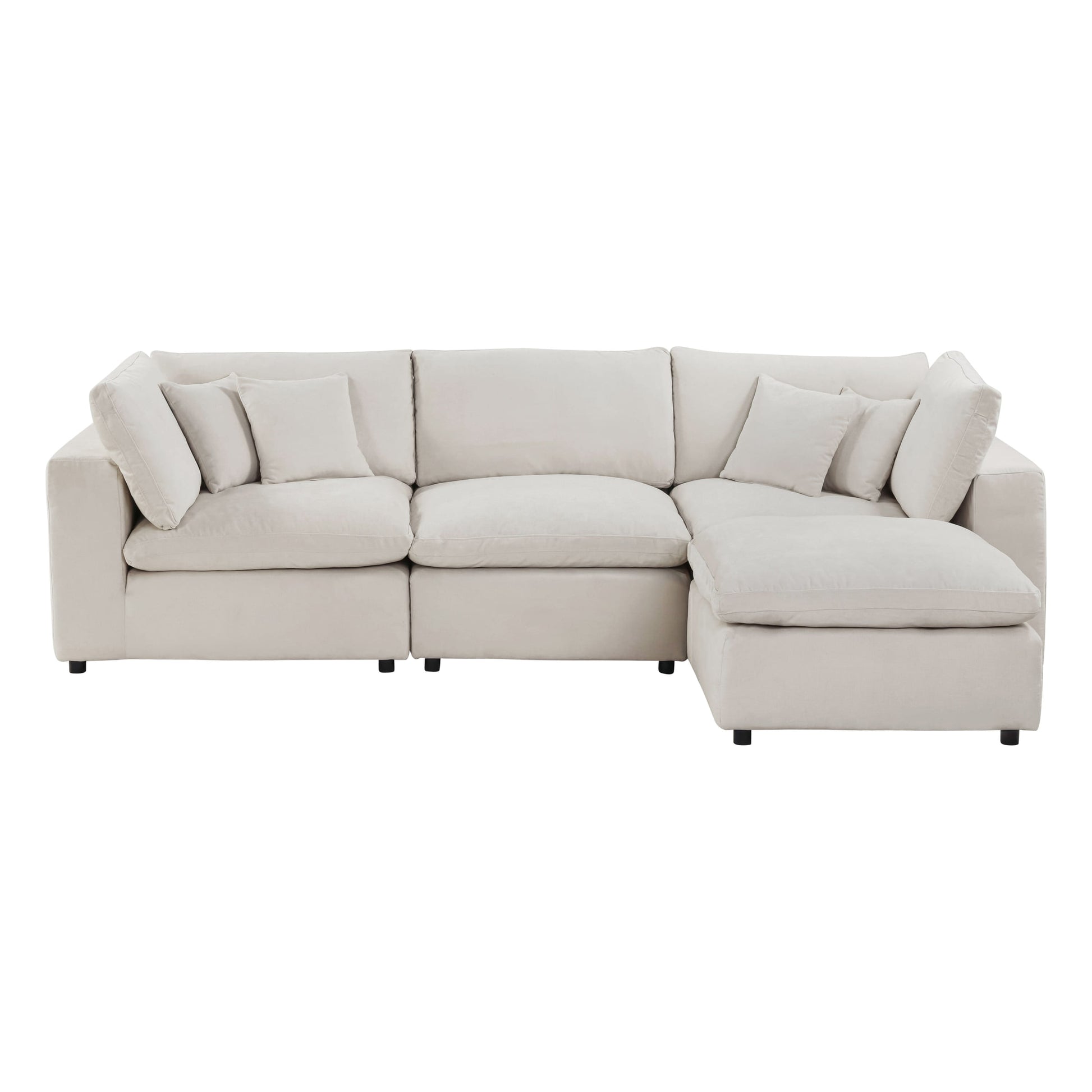 Alvora 4-Piece Modular Sectional with Ottoman in Ivory