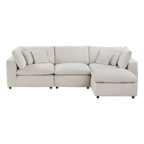 Alvora 4-Piece Modular Sectional with Ottoman in Ivory