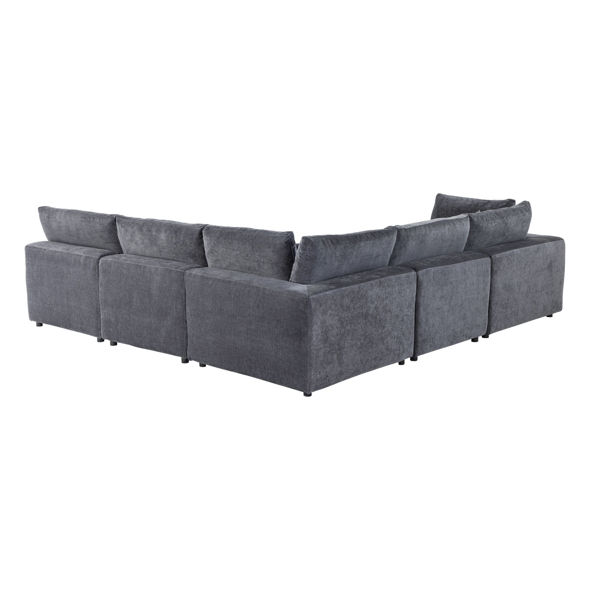 Rear view of the Alvora 6-Piece Three-Corner Sectional in Dark Grey