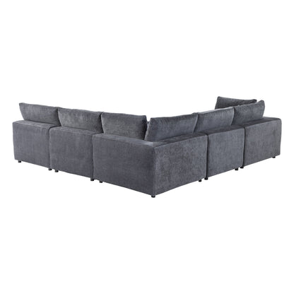 Rear view of the Alvora 6-Piece Three-Corner Sectional in Dark Grey