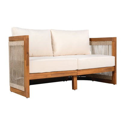 Lyra 4-Piece Acacia & Rope Patio Set with Cushions